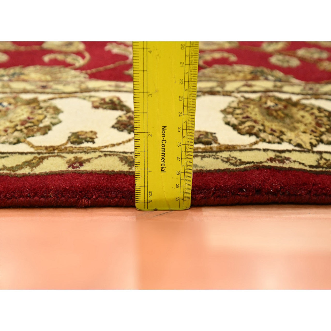 Red 4'1" x 4'11" Rajasthan Hand knotted Wool/Silk Rug - Sku: O075606