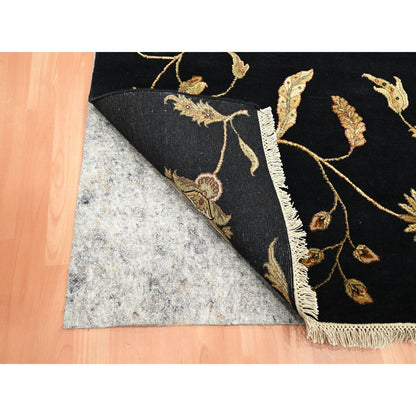 Rajasthan Wool & Silk Hand Knotted Rug Black 4.1x6.1 -O075608