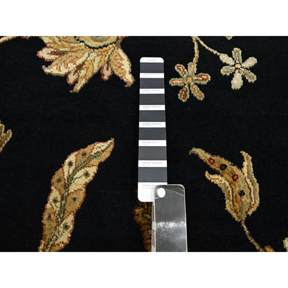 Rajasthan Wool & Silk Hand Knotted Rug Black 4.1x6.1 -O075608