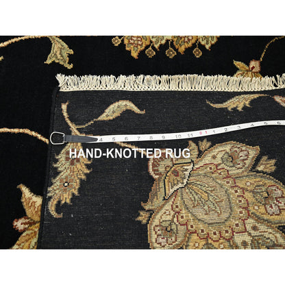Rajasthan Wool & Silk Hand Knotted Rug Black 4.1x6.1 -O075608