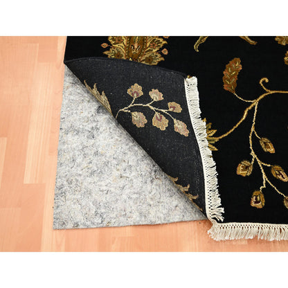 Rajasthan Wool & Silk Hand Knotted Rug Black 4.0x5.11 -O075609