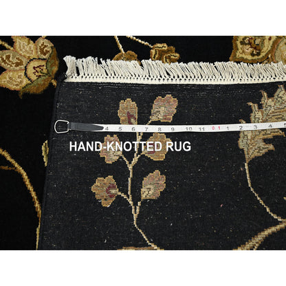 Rajasthan Wool & Silk Hand Knotted Rug Black 4.0x5.11 -O075609