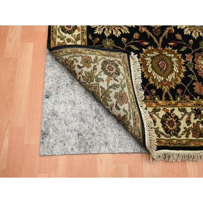 Rajasthan Wool & Silk Hand Knotted Rug Black 4.0x15.9 -O075610