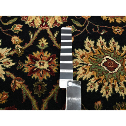 Rajasthan Wool & Silk Hand Knotted Rug Black 4.0x15.9 -O075610