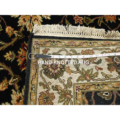 Rajasthan Wool & Silk Hand Knotted Rug Black 4.0x15.9 -O075610