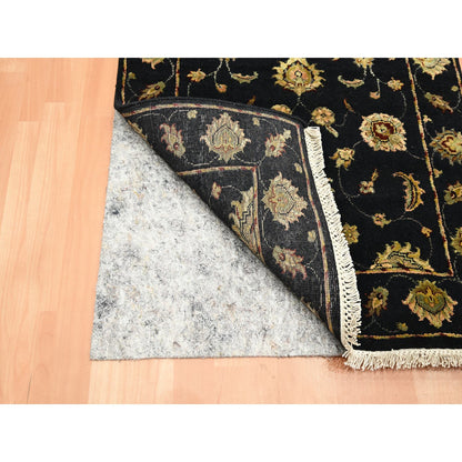 Rajasthan Wool & Silk Hand Knotted Rug Black 2.7x12.3 -O075611