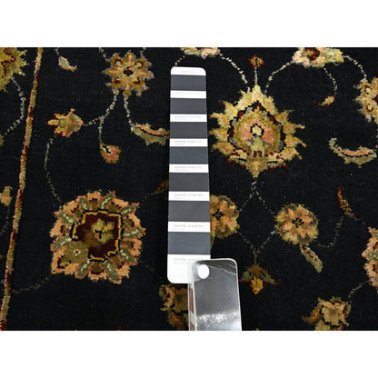 Rajasthan Wool & Silk Hand Knotted Rug Black 2.7x12.3 -O075611
