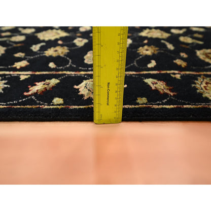 Rajasthan Wool & Silk Hand Knotted Rug Black 2.7x12.3 -O075611