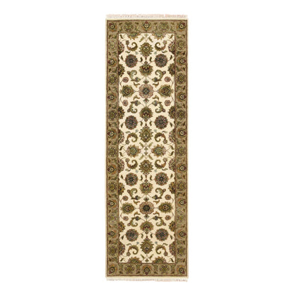 Rajasthan Wool & Silk Hand Knotted Rug Ivory 2.6x8.0 -O075612
