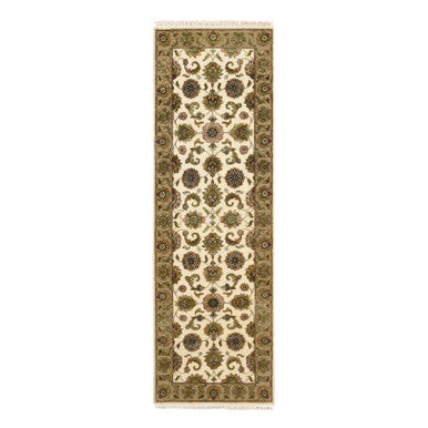 Rajasthan Wool & Silk Hand Knotted Rug Ivory 2.6x8.0 -O075612
