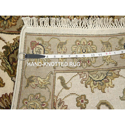 Rajasthan Wool & Silk Hand Knotted Rug Ivory 2.6x8.0 -O075612