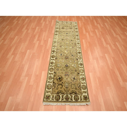 Rajasthan Wool & Silk Hand Knotted Rug Brown 2.7x8.1 -O075613