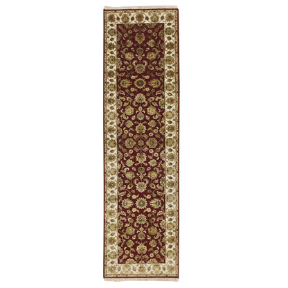 Rajasthan Wool & Silk Hand Knotted Rug Red 2.6x9.5 -O075616