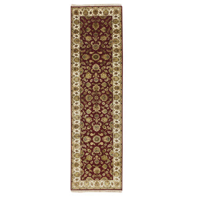 Rajasthan Wool & Silk Hand Knotted Rug Red 2.6x9.5 -O075616