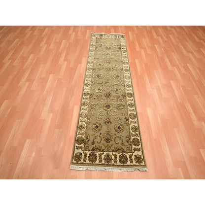 Rajasthan Wool & Silk Hand Knotted Rug Brown 2.6x8.3 -O075617