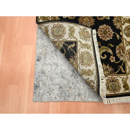 Rajasthan Wool & Silk Hand Knotted Rug Black 2.6x8.0 -O075619