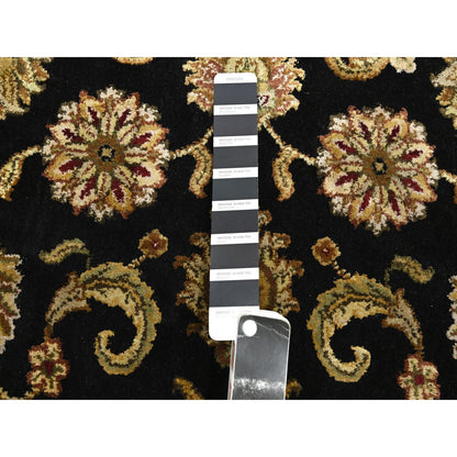 Rajasthan Wool & Silk Hand Knotted Rug Black 2.6x8.0 -O075619