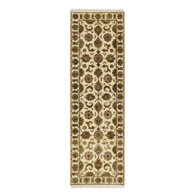 Rajasthan Wool & Silk Hand Knotted Rug Ivory 2.7x8.3 -O075620