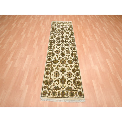 Rajasthan Wool & Silk Hand Knotted Rug Ivory 2.7x8.3 -O075620