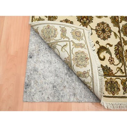 Rajasthan Wool & Silk Hand Knotted Rug Ivory 2.7x8.3 -O075620