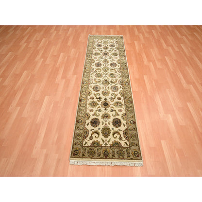Rajasthan Wool & Silk Hand Knotted Rug Ivory 2.6x8.0 -O075621