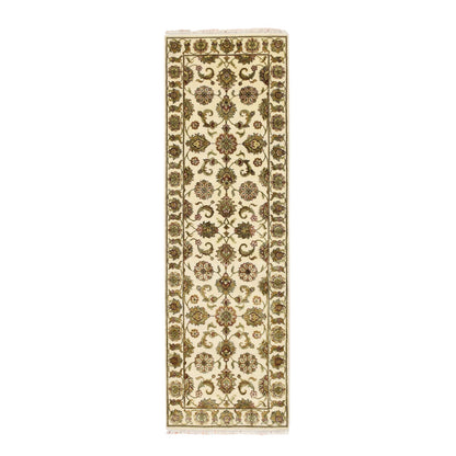 Rajasthan Wool & Silk Hand Knotted Rug Ivory 2.7x8.3 -O075623