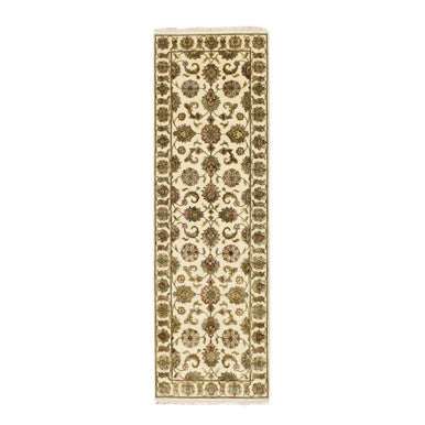 Rajasthan Wool & Silk Hand Knotted Rug Ivory 2.7x8.3 -O075623