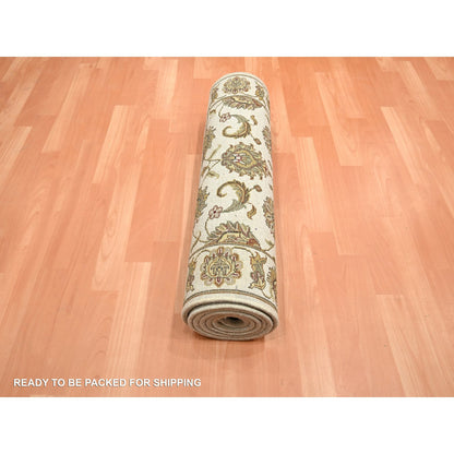 Rajasthan Wool & Silk Hand Knotted Rug Ivory 2.7x8.3 -O075623