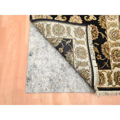 Rajasthan Wool & Silk Hand Knotted Rug Black 2.6x8.0 -O075624