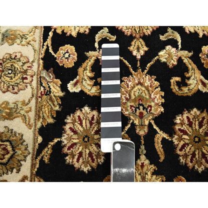 Rajasthan Wool & Silk Hand Knotted Rug Black 2.6x8.0 -O075624