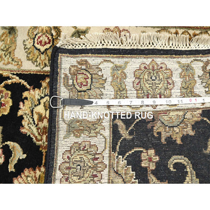Rajasthan Wool & Silk Hand Knotted Rug Black 2.6x8.0 -O075624