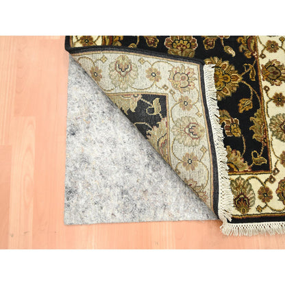 Rajasthan Wool & Silk Hand Knotted Rug Black 2.7x6.2 -O075625