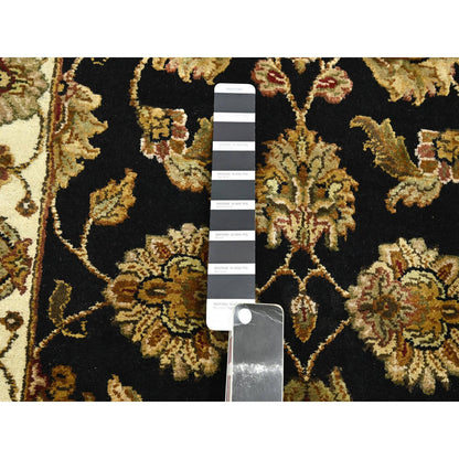 Rajasthan Wool & Silk Hand Knotted Rug Black 2.7x6.2 -O075625