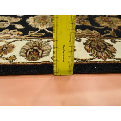 Rajasthan Wool & Silk Hand Knotted Rug Black 2.7x6.2 -O075625