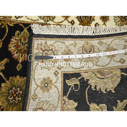Rajasthan Wool & Silk Hand Knotted Rug Black 2.7x6.2 -O075625