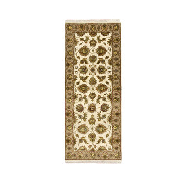 Rajasthan Wool & Silk Hand Knotted Rug Ivory 2.6x6.2 -O075626