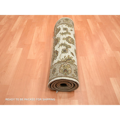 Rajasthan Wool & Silk Hand Knotted Rug Ivory 2.6x6.2 -O075626