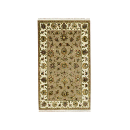 Rajasthan Wool & Silk Hand Knotted Rug Brown 2.11x5.0 -O075628