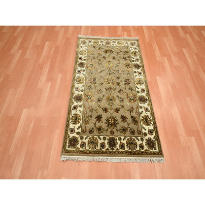 Rajasthan Wool & Silk Hand Knotted Rug Brown 2.11x5.0 -O075628