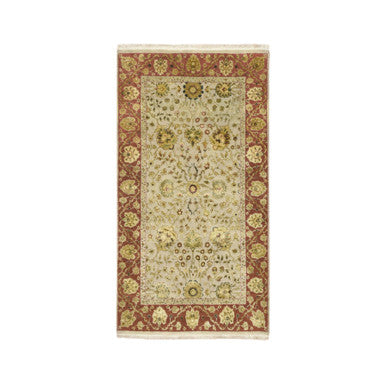 Rajasthan Wool & Silk Hand Knotted Rug Brown 2.11x5.6 -O075629