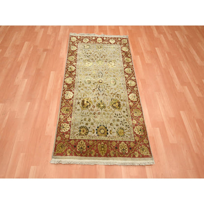 Rajasthan Wool & Silk Hand Knotted Rug Brown 2.11x5.6 -O075629