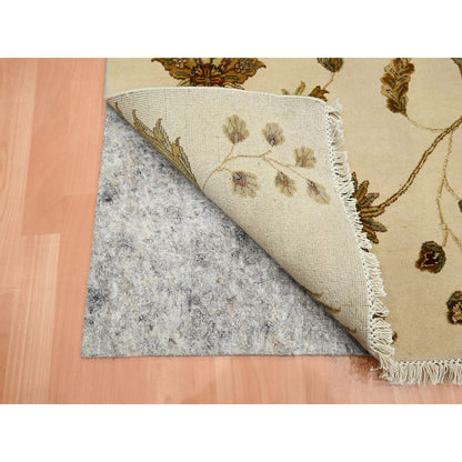 Rajasthan Wool & Silk Hand Knotted Rug Ivory 4.0x5.11 -O075631