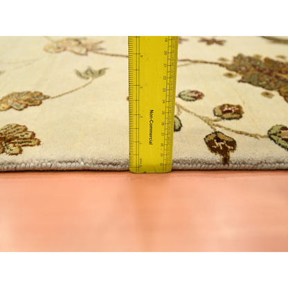 Rajasthan Wool & Silk Hand Knotted Rug Ivory 4.0x5.11 -O075631