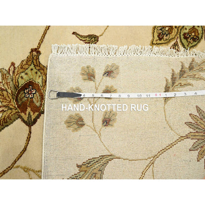 Rajasthan Wool & Silk Hand Knotted Rug Ivory 4.0x5.11 -O075631