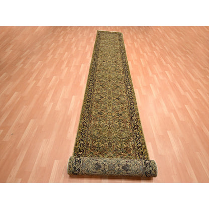 Rajasthan Wool Hand Knotted Rug Yellow 3.0x19.5 -O075633