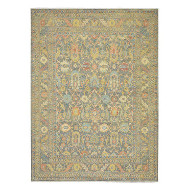 Oushak And Peshawar Wool Hand Knotted Rug Grey 8.11x12.1 -O075636