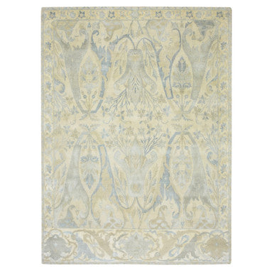 Oushak And Peshawar Wool & Silk Hand Knotted Rug Ivory 8.10x12.1 -O075637