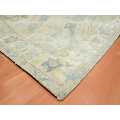 Oushak And Peshawar Wool & Silk Hand Knotted Rug Ivory 8.10x12.1 -O075637
