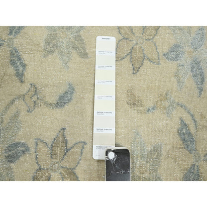 Oushak And Peshawar Wool & Silk Hand Knotted Rug Ivory 8.10x12.1 -O075637