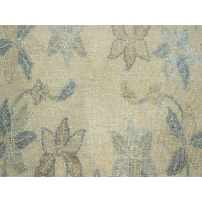 Oushak And Peshawar Wool & Silk Hand Knotted Rug Ivory 8.10x12.1 -O075637